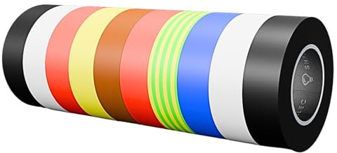 SHPELEC® 10 PACK Premium Stregth PVC Electrical Insulation Tape 19mm x 20m (XL) Flame Retardant Waterproof - ALL COLOUR MULTIPACK (10 Pack)