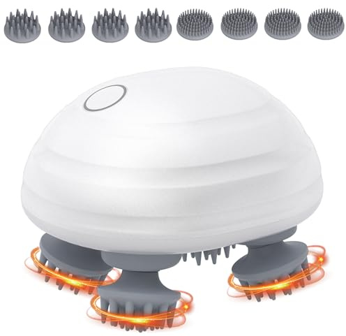 [Upgraded] Elektrisches Kopfmassagegerät, 5 Massagemodi und 8 Knetköpfen, Brifit Katzen Massagegerät USB Aufladbar & Kabelloses, IPX7 Wasserdicht, Handmassagegeräte für Ganzkörpermassage,