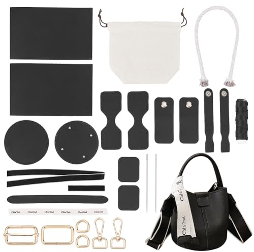 WADORN DIY-Set Zur Herstellung von PU-Ledertaschen Für Damen, Handtaschen-Nähset Für Erwachsene, DIY-Beuteltaschen-Herstellungsset Mit Gefütterten, DIY-Geldbeutel-Herstellungs, 17x17x17 cm, Schwarz