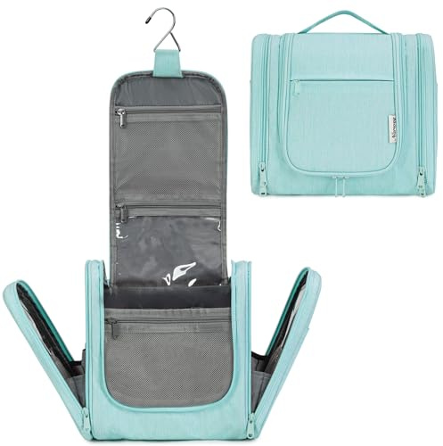 Kulturtasche Damen Zum Aufhängen Kulturbeutel Herren, Waschtasche Zum Aufhängen Damen Kosmetiktasche für Frauen & Mädchen (Minzgrün)