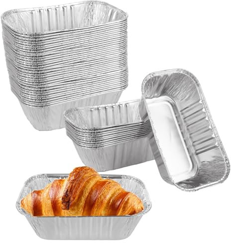 LISHINE Paquete de 125 moldes de aluminio pequeños desechables para pan, 1 libra, mini molde de aluminio para hornear, 6.2 x 3.6 x 2 pulgadas