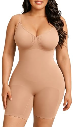 FeelinGirl Shapewear Bodysuit for Women Tummy Control Faja Shaper Seamless Hip Enhancer Thigh Slimmer Body Shaper Nude M/L