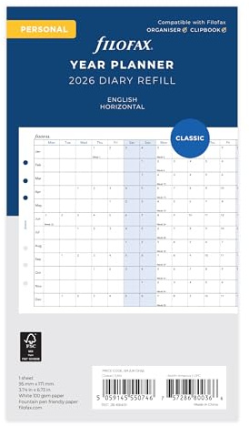 Filofax Personal english HORIZONTAL PLANNER 2026