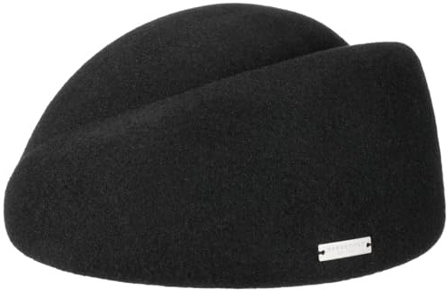 Seeberger Pillbox Wollfilzhut Damenhut Wollhut Pillbox-Hut Damen - Herbst Sommer Frühjahr Winter Frühling-Sommer Herbst-Winter - One Size schwarz