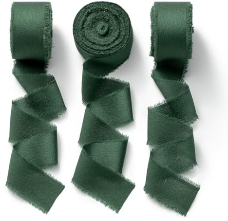 CHUQING Satinband Geschenkband Breit Schleifenband Hochzeit für Geschenke Dunkelgrün