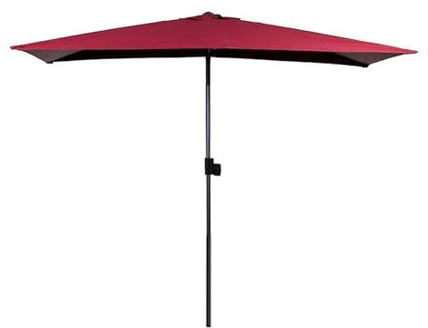 Halbschirm für den Außenbereich, 2,4 x 1,2 m, Terrassenschirm mit Kurbel, halbrund, Balkonschirm, Sonnenschirm, Wandschirm, höhenverstellbar und 5 Rippen für verbesserten Schatten, rot, 250x130cm