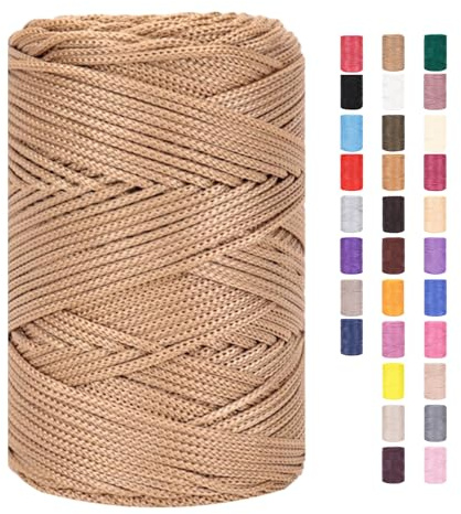 Hilo de macramé de 3 mm x 225 m, cuerda para tejer a ganchillo, bolsas, cordón de algodón, poliéster, hilo de panadería, cordel de algodón, cordón de macramé, hilo de algodón, hilo de algodón trenzado