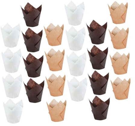 Cabilock 150stücke Pack Papier Cupcake-halter Tulpen-form Muffin-förmchen Zum Backen Essbare Kuchenform Für Feiern Küche