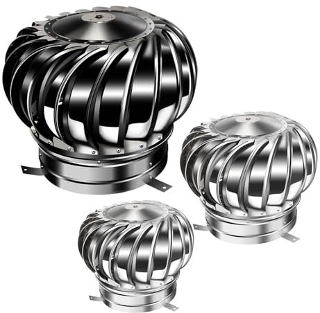 300mm Cappello Eolico for Camini Comignolo Girevole for in Acciaio Inox Cuscinetto Zincato Eolico alle Intemperie alla Ruggine for Fabbriche Fattorie Laboratori Cucine Tetti Casa(300 mm)