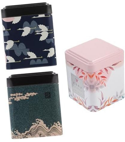 OFFSCH 3pezzi Barattoli Porta Tè in Latta Contenitori Per Tè Sfuso Multiuso Con Design Creativo Per Conservare Tisane Caramelle e Spezie in Cucina e Soggiorno