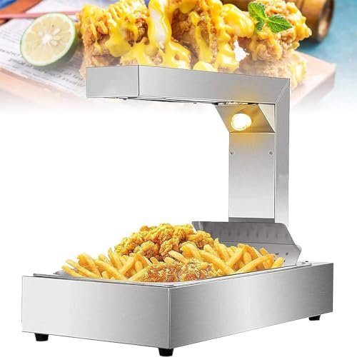 Scalda Patatine Fritte, Lampada Scaldavivande Commerciale in Acciaio Inossidabile Da 1000 W, Intervallo Di Temperatura 86-185 ℉, Scalda Patatine Fritte Di Pollo, Lampada Riscaldante Frittura Profonda