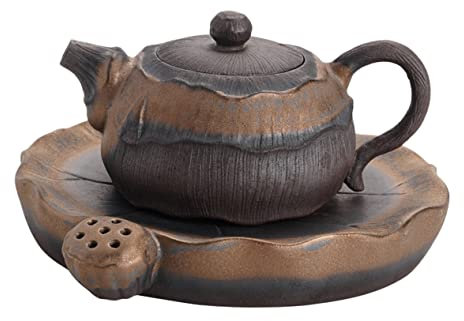 DUANGYMM Tetera de cerámica, Juego de té Chino, 1 Juego de Tetera de cerámica, Tetera Delicada de Estilo japonés, Tetera Floral, Tetera portátil, Taza de té de cerámica