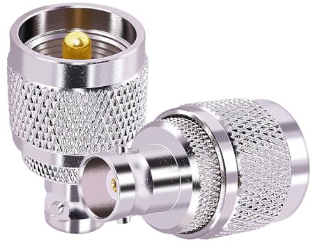 CNARIO 2PCS UHF to BNC Adapter BNC Female to UHF Male Coax | BNC Female to UHF PL-259 PL259 Male RF Adapter for CB Ham Radio Antennas