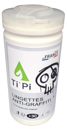 Ti'Pi - Lingettes Anti-Graffiti Professionnelles – 30 Lingettes XXL | Nettoyage Rapide des Tags, Encres, Peintures & Traces de Marqueur | Pour Murs, Métal, Vitres – Sans Rinçage