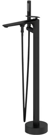 FYZLOIPU Robinetterie De Baignoire Autoportante, Sortie d'eau À 2 Fonctions, Mitigeur en Laiton, Robinetterie De Baignoire À Haut Débit, Robinetterie De Baignoire Autoportante, Noir,Black