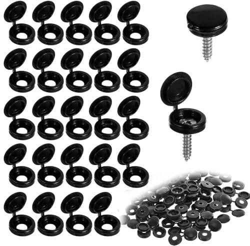 Maven Gifts Black Screw Hole Covers 100 Pcs - Plastic Snap-On Caps for M4 Screw Heads - Furniture Cabinet Wardrobe DIY Hide Unsightly Screws - Interior Decorative Plug Covers