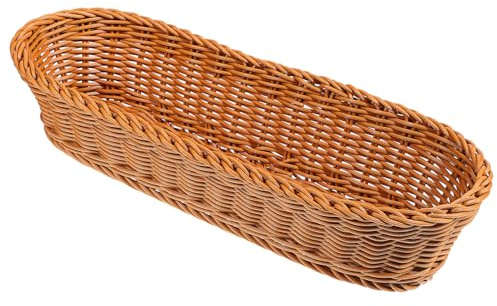 UKCOCO Woven Bread Basket Large Capacity Sturdy Fruit Tray Storage Basket for Home Kitchen Versatile Decorative Serving Tray Oval PP Material