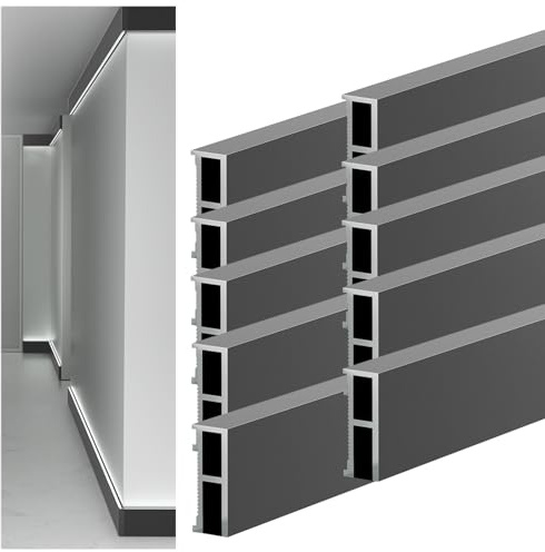 Zócalo de aluminio con canal LED para esquina de pared de techo, fácil instalación con cubierta para iluminación difusa en el hogar, dormitorio, cocina