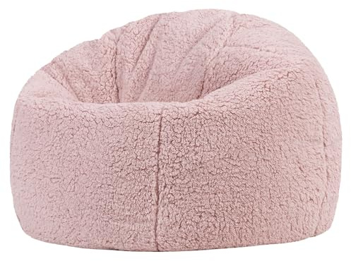 Icon Kingston Sitzsack Kinder mit Füllung, Rosa | In Deutschland Hergestellt, Sitzsack Sessel, Weicher Berber Fleecestoff, Kinder Sessel für Kinderzimmer und Schlafzimmer