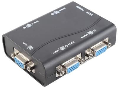Cryfokt Splitter VGA, 250 MHz Alimentato Tramite USB Lossless 1 in 4 Out Splitter Video Distanza 40 M Senza unità per TV per Proiettore
