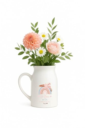 Pot à lait céramique 450 ml personnalisé prénom – “Une nounou en Or, ça reste dans le cœur” – Cadeau fin d’année nounou – Multi-usage vase/déco – Lave-vaisselle