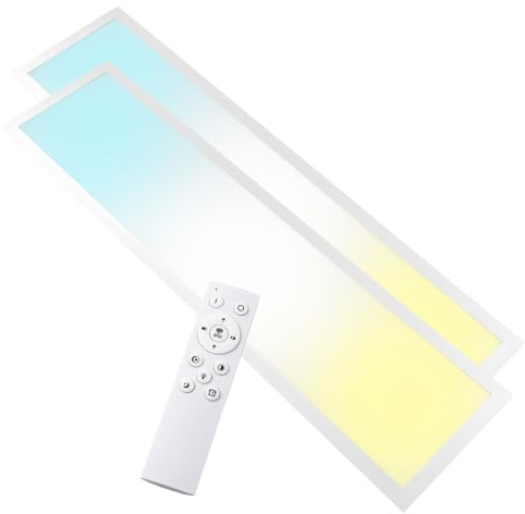 LUXULA 2er Pack LED Panel 100x25cm, Weiß, 40W 4400lm, 3000K-6500K, dimmbar | dimmbar mit Fernbedienung, UGR<19 blendfrei, Deckenpanel, Deckenleuchte flach, Deckenlampe lang, Bürolampe