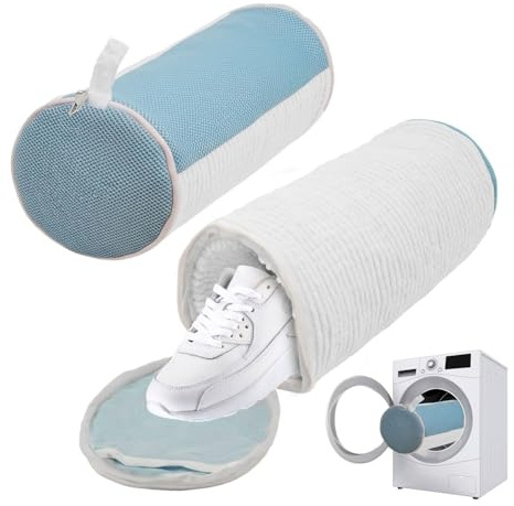 MIRAVOSA Bolsa para Lavar Zapatillas en Lavadora con Funda Protectora · Cremallera Oculta, Interior de Chenilla y Compartimento para Cordones · Protege Tus Zapatos y tu Lavadora (Blanco)