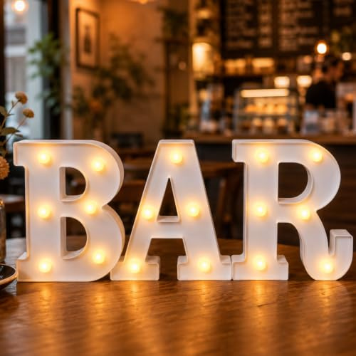 ZingBox LED Buchstaben Lichter, Alphabet BAR, Beleuchtete BAR Deko