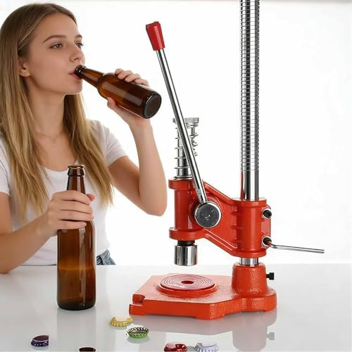 Manual Beer Capping Machine, Bottle Cap Press with 26mm Caps, Adjustable Height for Homebrew Beer & Soft Drinks