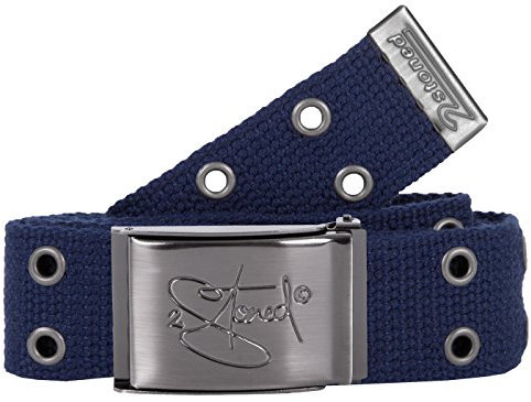 2Stoned Nietengürtel Koppelgürtel 4cm mit matter Schnalle mit Flaschenöffner in Navy 120cm für Damen und Herren