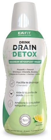 Eafit MINCEUR - DRAIN DETOX - Draineur - Detoxifiant - Digestion - Elimination Urinaire -Anti-Oxydant - Circulation Sanguine - Citron-19 plantes - Testé scientifiquement et Etudes cliniques - 21Jours