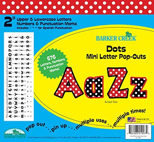 Barker Creek Letter Pop-Outs, 2 Dots, Multicolor Designer Letters for Bulletin Boards, Breakrooms, Reception Areas, Signs, Displays, and More! 2, 676 Characters per Set (1907)