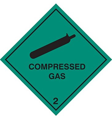 Caledonia Signs 14516F Compressed Gas 2 Sign, 200 mm x 200 mm, Rigid Plastic, White