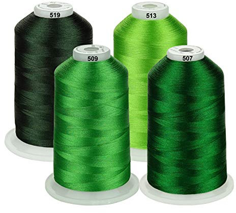 Simthread Maschinenstickgarn 5000M Spulen Set Polyester Stickgarn für Babylock, Janome, Kenmore, Singer, W6 N Stickereimaschine (4 Grün)