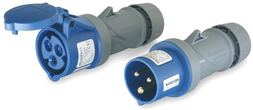 CEE Stecker & Kupplung Set 230V/16A 3p blau IP44 Camping - Mennekes