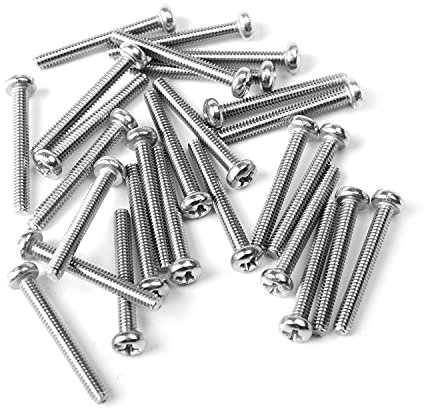 MroMax M2 x 16 mm Maschinenschrauben, Kreuzschlitzschraube, 304 Edelstahl, Silbergrau, 30 Stück