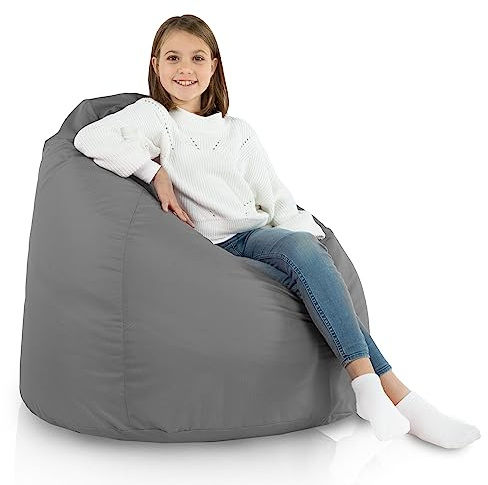 Italpouf Sitzsack XL, Riesensitzsack, Sitzkissen, Indoor & Outdoor, Sitzsack Sessel für Kinder und Erwachsene, EPS Perlen Füllung, Abnehmbarer Bezug, Wasserdicht, Zertifiziert, Grau