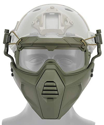 LEJUNJIE Airsoft Demi Masque Visage,Fast Casque Lunettes Lunettes avec Masque Amovible Convient pour Airsoft Paintball Halloween Party