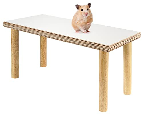 Mardili Kleintierständer aus Holz, wasserdichte Oberfläche mit Säulen, natürliches Spielzeug, Käfigzubehör für Hamster, Eichhörnchen, Rennmäuse, Chinchillas, Papageien und Haustiervögel
