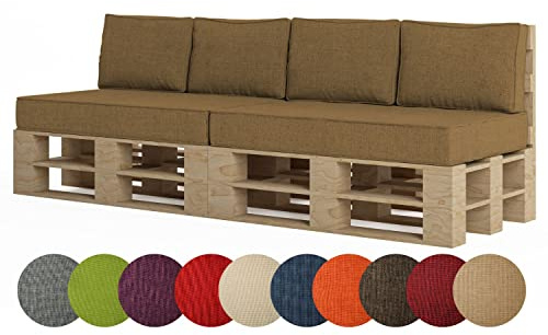chilly pilley Palettenkissen Palettenauflage Palettenpolster Sitzkissen Rückenlehne Kaltschaum Schaumflocken Füllung viele Größen und Farben (6er Set, Braun)