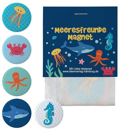 10x Tiefsee / Meerjungfrauen Deko-Magnete / 38mm matt / Magnete als Mitgebsel Kindergeburtstag / Geburtstag Mitgebsel Kinder Geschenke
