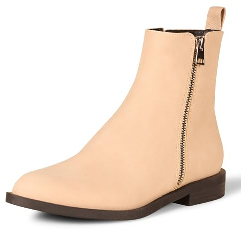 Amazon Essentials Damen Flacher Halbstiefel mit Reißverschluss außen, Beige Optik Wildleder, 40 EU