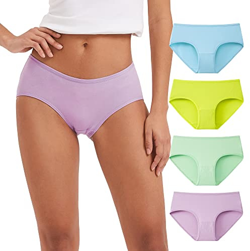 INNERSY Underbyxor dam bomull mjuka trosor medium midja hipster underkläder kvinnor 4-pack