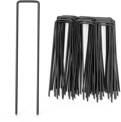 Qianruida 50 Grapas Cesped Artificial,Grapas Jardin,Grapas Malla Antihierbas, Grapas De En Forma De U para Ajustar Redes Geotextiles Y Telas Antihierbas O De Camping