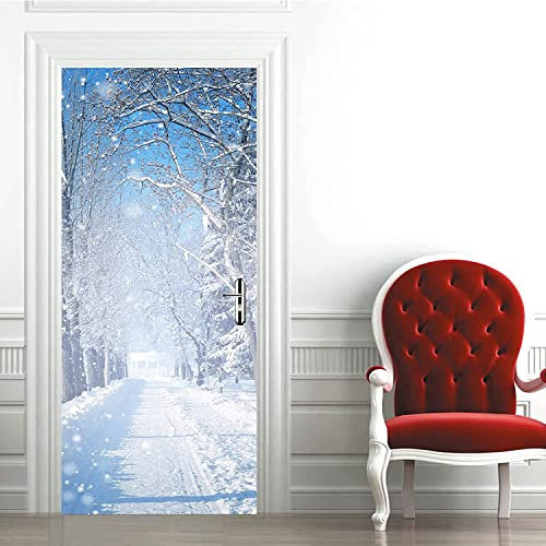 Tür Bekleben Mit Türtapete Selbstklebend Winterwald Bäume Landschaft 90 X 200 Cm | Tür Verschönern Mit Türfolie | Aufkleber Folie | Türposter Türklebefolie | Türwandaufkleber - Kunstfotos Von Kinderz