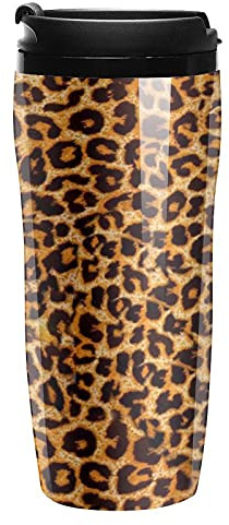 Animal Leopard Print Coffee Mug with Lid Travel Cup Tea Tumbler Gift for Women Men 350ml