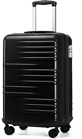 British Traveller Handgepäck Koffer Trolley - Hartschalenkoffer 54 * 36.5 * 21.5cm mit TSA-Schloss ABS+PC Schwarz