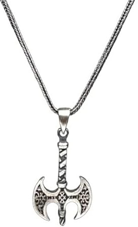 Generisch Wikinger Krieger Doppel Axt Anhänger & 60cm Fuchsschwanz Kette 925er Sterling Silber Amulett Silver Herren Schmuck