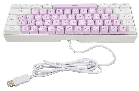 Sxhlseller Clavier de Jeu Filaire 60% USB 61 Touches, Mini Clavier Compact rétro-éclairé RVB, Capuchons de Touches Revêtus UV pour Filles, PC Gamer, Dactylo, Maison(Blanc violacé) (Blanc