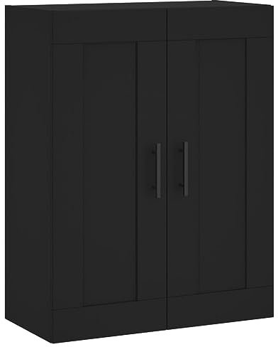Tidyard Wandschrank Lagerschrank mit seinen 3 Fächern mit 2 Türen Hängeschrank Schwebeschrank Aufbewahrungsschrank Badschrank Küchenschrank Schwebeschrank 69,5 x 34 x 90 cm (B x T x H) Schwarz
